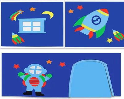 Produktbild von Kinder Spielvorhang Stoffset mit ASTRO-Motiv, passend für pino Mittelhochbetten