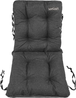 Produktbild von SuperKissen24. Stuhlkissen Sitzkissen und Rückenkissen für Stühle 48x48x48 cm - Outdoor und Indoor - Wasserdicht - Schwarz Leinen