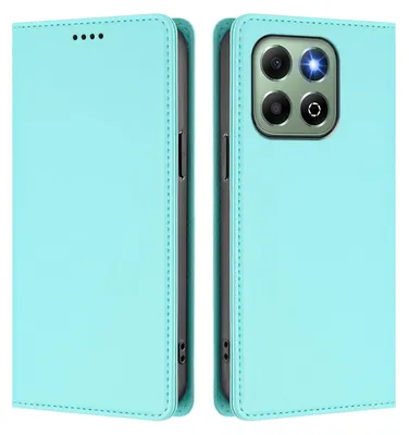 Image de Étui en cuir pour Honor X6B/Honor X6A, étui à rabat magnétique en cuirPolyuréthaneavec support, vert menthe