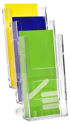 Produktbild von Tischprospektständer DIN Lang (99x210mm)  mit 3 Etagen Prospektständer / Prospekthalter / Flyerständer / Flyerhalter