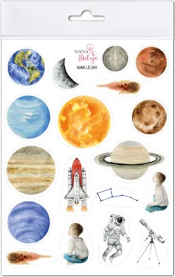 Produktbild von Aufkleber mit Kosmos-Motiv, Darstellung von Sternen, Planeten und Galaxien