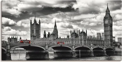 Produktbild von ARTland Leinwandbild London Westminster Bridge & Red Buses Größe: 60x30 cm