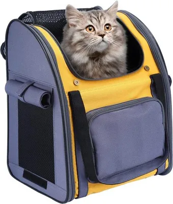 Produktbild von Famanu Haustier-Rucksack Oxford-Material - grau-gelb