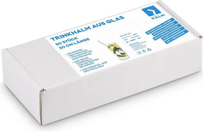Produktbild von HALM Glasstrohhalm 50x20cm inklusive Profi Reinigungsbürste 50 Stück