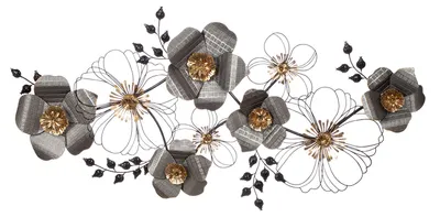 Immagine prodotto di Gilde Wandrelief, "Blossom", Metall, schwarz, anthrazitfarben, goldfarben, VE 1, L. 8.9 cm, B. 134.6 cm, H. 71.1 cm 84262 4063387842621
