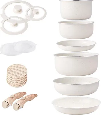 Produktbild von Famanu Töpfe und Pfannen Set 6-teilig - Cremeweiß