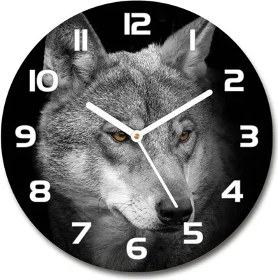 Produktbild von Wanduhr aus Glas 30fi Glasbild Glasuhr Gehärtetes Glas - weisse-zeiger - Wolf