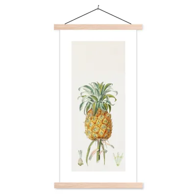 Produktbild von MuchoWow® Textilposter Lebensmittel - Ananas - Obst 40x80 cm mit holzfarbenen Rahmen - Wohnzimmer
