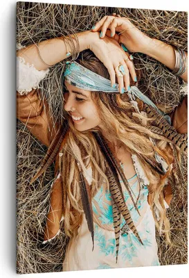 Produktbild von Bild auf Leinwand - Leinwandbild - Einteilig - Hippie Frau Gras - 50x70cm - Wand Bild - Wanddeko - Wandbilder - Leinwanddruck - Kunstdruck - Wanddekoration - Leinwand bilder - Wandbild - PA50x70-4679