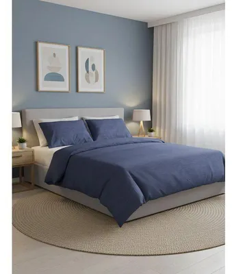 Produktbild von Bettwäsche-Set, Königsgröße, blau, 100% verstärkte Baumwolle, Kopfbezug 240 x 220 cm, 2 Kissenbezüge 60 x 60 cm