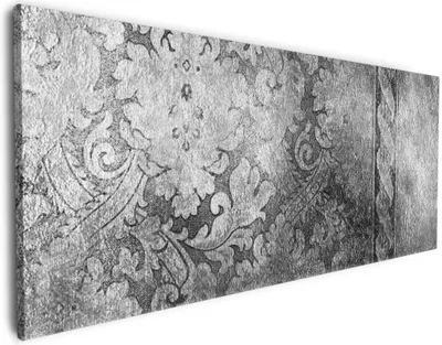Produktbild von Wallario Premium Leinwandbild Schnörkelmuster in grau in Größe 50 x 125 cm