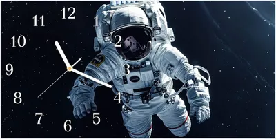 Produktbild von Wanduhr aus Glas mit Motiv Astronaut im All- 60 x 30 cm - inkl. Aufhängesystem