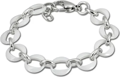 Produktbild von Amello Armband Damen Ringe Edelstahl Keramik silber weiß Schmuck D2ESAX02W
