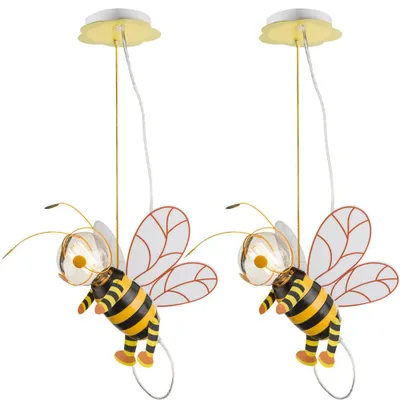 Immagine prodotto di Set da 2 lampade a sospensione a LED, camera dei bambini, api, H 120 cm