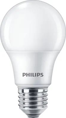 A Philips LED light bulb on a white background.