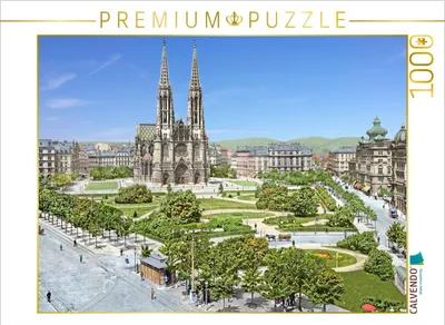 Produktbild von CALVENDO Puzzle Wien - Maximilianplatz mit Votivkirche | 1000 Teile Lege-Größe 64x48cm Foto-Puzzle für glückliche Stunden