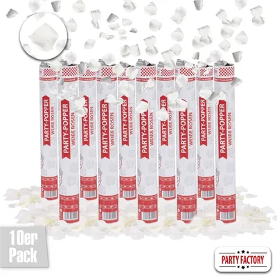 Produktbild von Party Popper 40cm Weiße Rosen, 12er Set