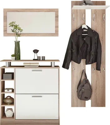 Zdjęcie produktu dla Kompaktgarderobe >Track< in Eiche Sonoma Dekor / Weiß - 155x190x25cm (BxHxT)