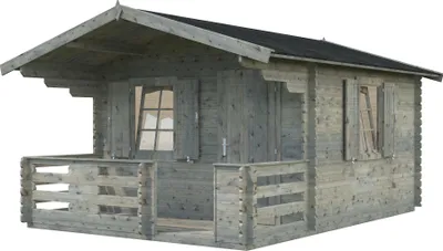 Produktbild von Palmako Gartenhaus Emma 10,4 + 4,2 m² - 34 mm Grau tauchimprägniert
