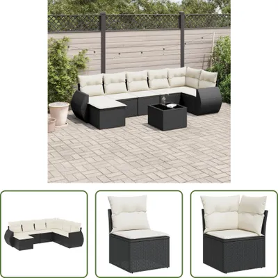 Produktbild von The Living Store 7-tlg. Garten-Sofagarnitur mit Kissen Schwarz Poly Rattan