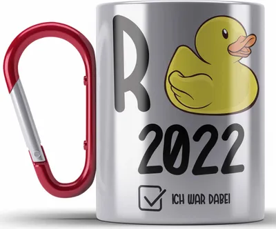 Produktbild von Trendation - Rente Edelstahl Tasse Karabiner 2022 Spruch R Ente Ruhestand Rentner Geschenk Rentnerin Karabiner Edelstahl Tasse Karabiner Edelstahl Renteneintritt (Rot)