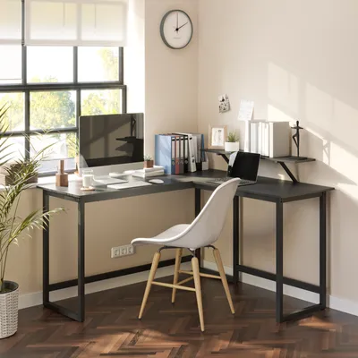Produktbild von VASAGLE Eckschreibtisch Computertisch L-Form Schreibtisch 140x130x89cm Schwarz