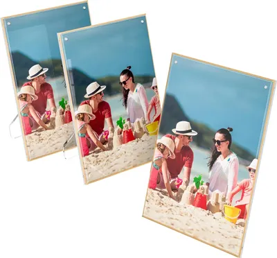 Image de Cadres acryliques pour photos et certificats Magnétiques Lot de 3 21,6 x 28 cm Or