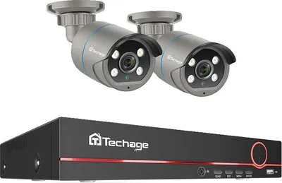 Immagine prodotto di Sistema di videosorveglianza, 8 canali, compressione video H.265, registratore NVR a 8 canali e 2 telecamere, hard disk integrato da 3T