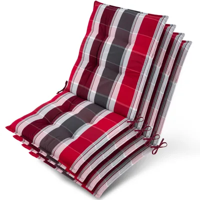 Image de Beautissu, lot de 4 coussins d'appui pour fauteuils bas Sun-NL, 100 x 50 x 8 cm, rayures rouges et anthracite