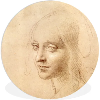 Produktbild von MuchoWow® Rundes Wandbild - Runde Bilder Skizze - Leonardo da Vinci Ø 30 cm Kreis Wanddekoration Kunststoff - Wandkreis - Wandschmuck - Schlafzimmer - Bilder - Der Kreis - Kunst für die Wohnung - Plastik - Kunstdruck - Wandbild