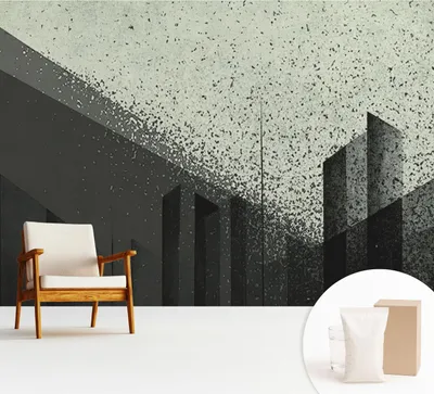 Produktbild von Fototapete  - 312x219 cm - Tapete - Wandtapete - Wandbilder - Dekofolie - Tapete Folie - Wand - Dekoration - Wohnzimmer - Stadtgeometrie