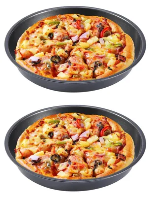 Obrázek produktu pro Plech na pizzu, kulatý, 2 kusy, průměr 23 cm, s nepřilnavým povrchem, černý