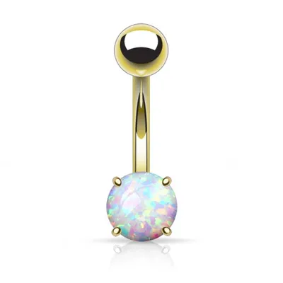 Produktbild von Taffstyle Bauchnabelpiercing Bauchnabelpiercing Stecker vergoldet plattiert mit eingefassten Opal, Gold