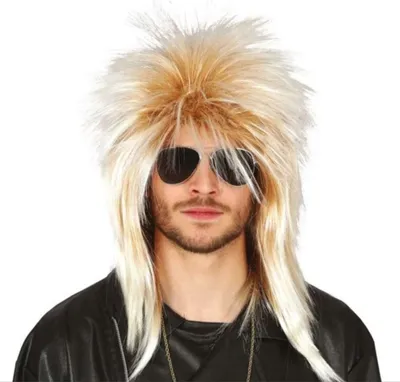 Immagine prodotto di Parrucca Rockstar Carnevale Bionda Criniera Nostalgia Personaggio Classico Stile Glam Costume Accessorio Energia Espressività Icona di Stile, Colore: Giallo