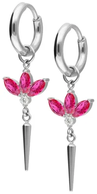 Produktbild von Wildcat Ohrringe - Little Maharani Ruby Lotus Hoops Pair - Silber - Chirurgenstahl 316L - wasserfest, langlebig, hautverträglich, Silber
