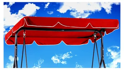 Produktbild von Dachbezug für Hollywoodschaukel 210 x 145 cm wasserdicht, Ersatzdach winddicht, langlebig und reißfest, Polyestertuch anti-UV und staubdicht (210 * 145 cm, Rot)