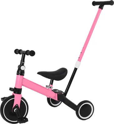 Produktbild von 4 in 1 Kinder Dreirad Laufrad Balance Fahrrad mit Schubstange für Kinder ab 1-3 Jahren Rosa