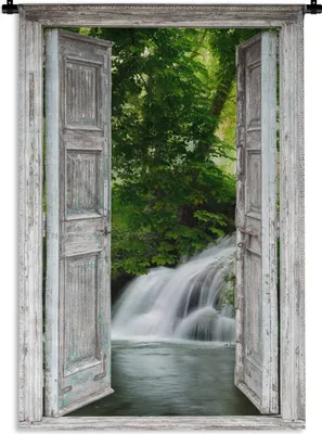 Produktbild von MuchoWow® Wandteppich Wandbehang Wasserfall - Aussicht - Landschaft 60x90 cm Tapisserie Dekoration Wandtuch - Foto-Teppich - Abwaschbar