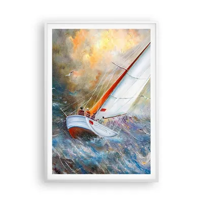 Produktbild von Gerahmtes Poster - Weißer Rahmen - Segelboot Bild Regatta - 70x100 cm - Wand Bild - Wanddeko - Wandbilder - Kunstposter - Wandposter - Bilderrahmen - Bilder - Kunstdruck - Wandbild - P2WPA70x100-4134