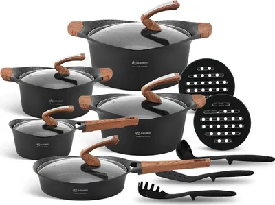 Image de Set de casseroles de luxe 15 pièces en aluminium forgé
