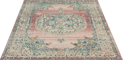 Produktbild von FLOORNOVO In- & Outdoor Teppich Pink gemustert - 150 x 80 cm - Flachgewebe für Garten Balkon Terrasse und Innenbereich - Robust & Pflegeleicht - vielseitig einsetzbar im Innen- und Außenbereich