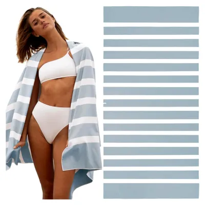 Produktbild von XL Mikrofaser Strandtuch 200x100 cm - Sandabweisend, Kompakt und Schnell Trocknend - Ideal für Strand, Bad, Reisen und Sauna - Großes Mikrofaser Badetuch – Wolkenblau