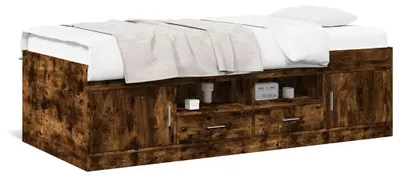 Immagine prodotto di Letto da giorno con cassetti in rovere fumé 100x200 cm Materiale in legno