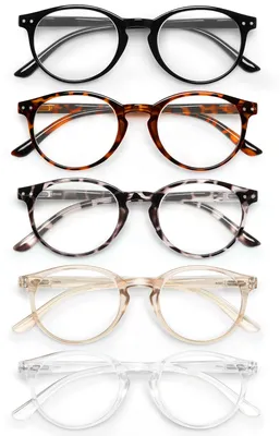 Image de Lunettes de lecture rondes, lot de 5, avec filtre de lumière bleue, pour femmes et hommes