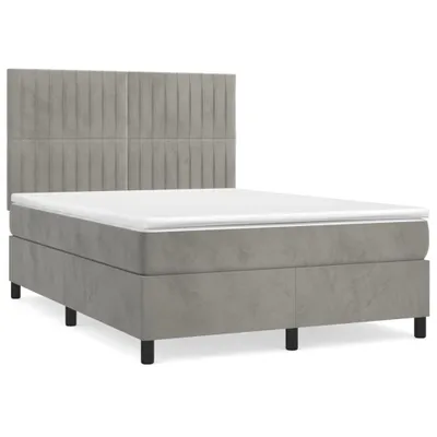 Productafbeelding van vidaXL Boxspringbed met matras, lichtgrijs, 140x190 cm, fluweel