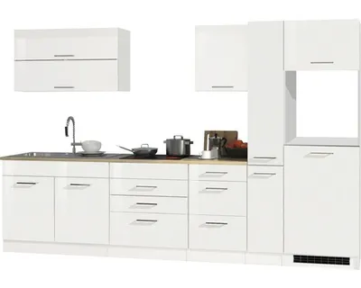 Produktbild von Held Möbel Küchenzeile ohne Geräte Mailand 320 cm weiß hochglanz zerlegt Variante reversibel 618.1.6210
