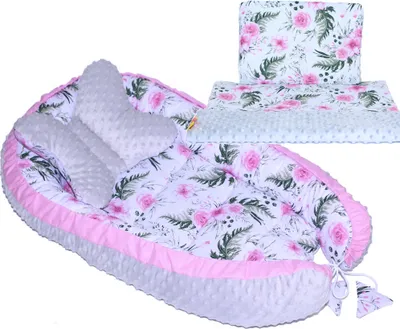 Produktbild von Baby MINKY Nestchen Kokon Kuschelnest Reisebett 2-seitig Kissen Decke Schmetterling Kissen - 4T- 30