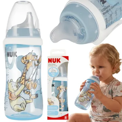 Produktbild von NUK DISNEY Winnie Puuh Babyflasche, Anti-Kolik, mit tropffreiem Silikonsauger, 300 ml, ab 12 Monaten