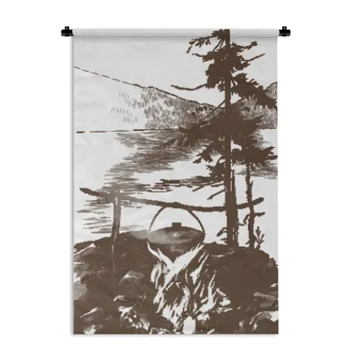 Produktbild von MuchoWow® Wandteppich Wandbehang Kochen - Meer - Berge 60x90 cm Tapisserie Dekoration Wandtuch - Foto-Teppich - Abwaschbar