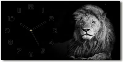Produktbild von Wanduhr aus Glas – 60x30 cm - Glasbild - Glasuhr - Gehärtetes Glas - schwarze-zeiger - Löwe
